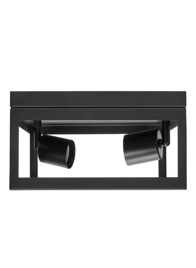 Maxxima Indoor/Outdoor Flush Mount Ceiling Light Fixture, 2-Light Square Farmhouse Close to Ceiling Entryway Light, Black, Bulbs Not Included - Image 2
